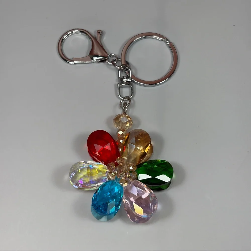 Sparkling Multicolored Crystal Flower Keychain/Bag Charm